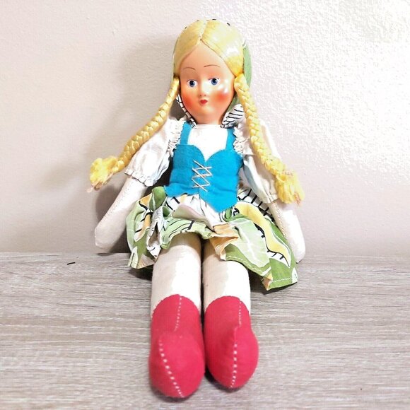 Polish Handmade Doll-Early 20th Century-11.5 inch -Celluloid Face-Traditional - Picture 1 of 7